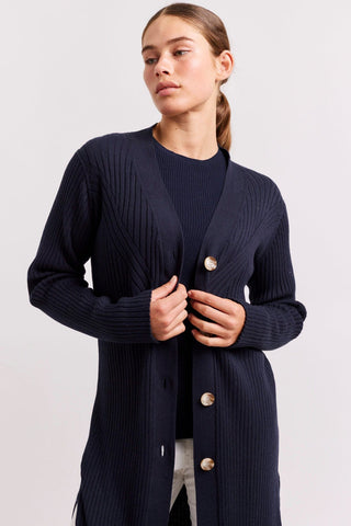 Alessandra Cardigan Leah Cotton Cashmere Cardi in Neat Navy