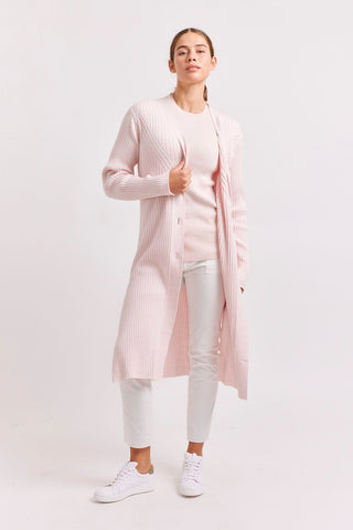 Alessandra Cardigan Leah Cotton Cashmere Cardi in Pink Calico