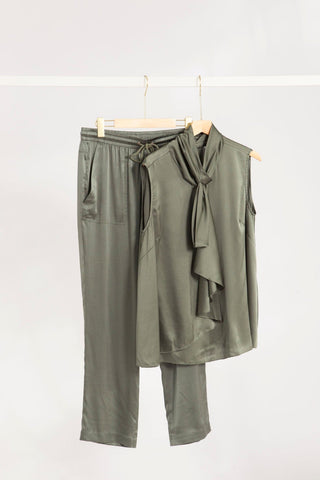 Alessandra Cashmere Pants Savannah Silk Pant in Fern