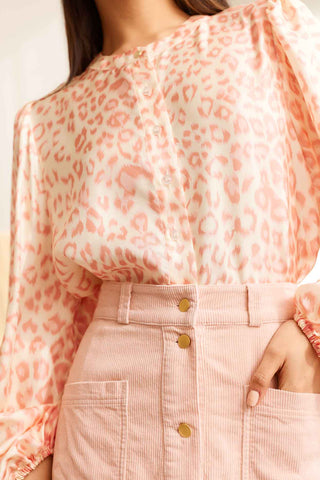Alessandra Cashmere Shirts Magnolia Silk Shirt in Pink Animal