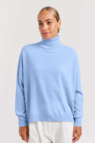 Alessandra Cashmere Sweater A Polo Bay Cashmere Sweater in Azure