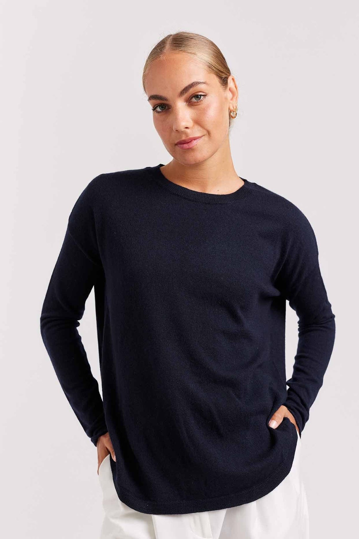 Alessandra Baby Belle Cashmere Sweater in Navy Blue