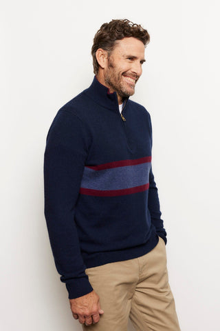 Alessandra Cashmere Sweater Ricky Stripe Cashmere Sweater in Navy