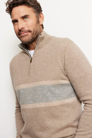 Alessandra Cashmere Sweater Ricky Stripe Cashmere Sweater in Walnut
