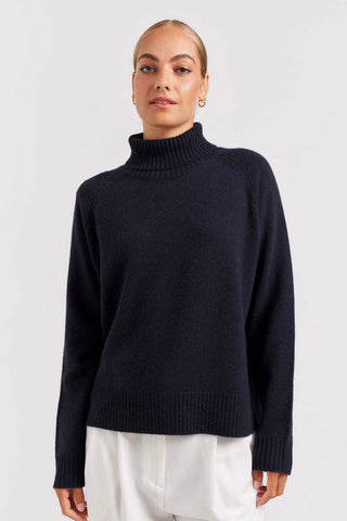 Alessandra Cashmere Sweater Toastie Polo in Officer Navy