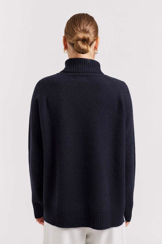 Alessandra Cashmere Sweater Toastie Polo in Officer Navy