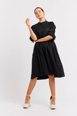 Alessandra Dresses Baci Linen Dress in Black