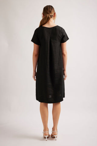 Alessandra Dresses Belle Linen Dress in Black