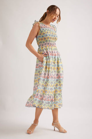 Alessandra Dresses Bianca Cotton Silk Dress in Gelati Oasis Print