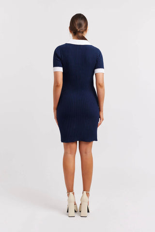 Alessandra Dresses Camila Cotton Knit Dress in Navy