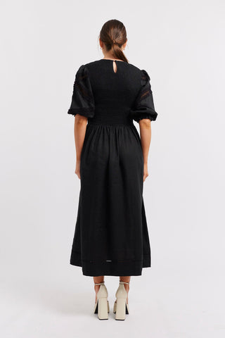 Alessandra Dresses Claudia Linen Dress in Black