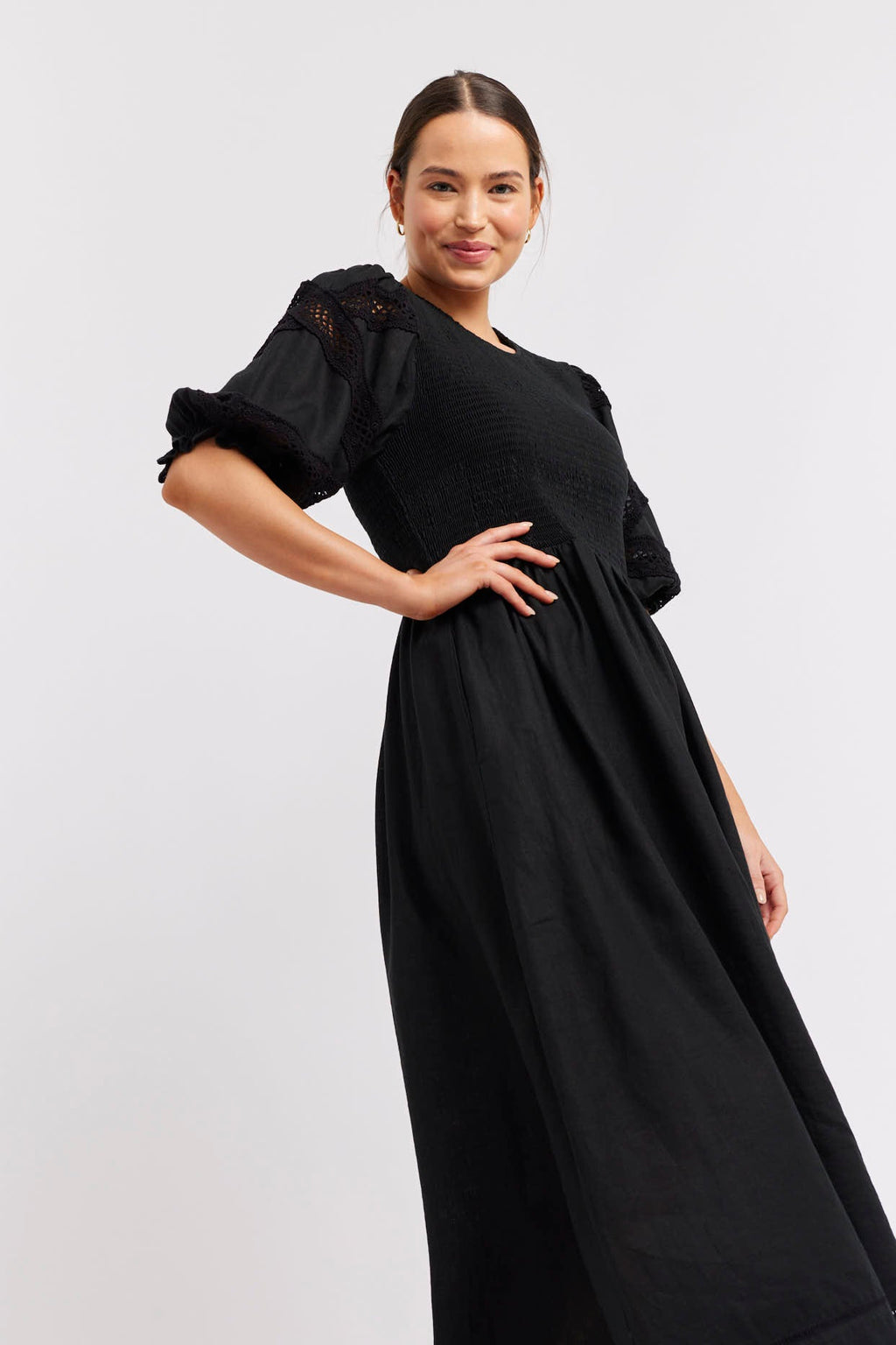 Alessandra Claudia Linen Dress in Black