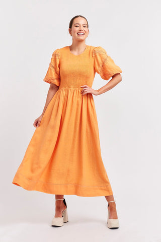 Alessandra Dresses Claudia Linen Dress in Marigold