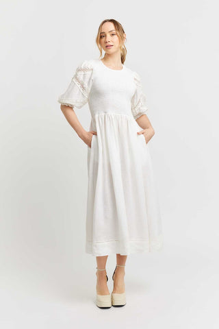 Alessandra Dresses Claudia Linen Dress in White