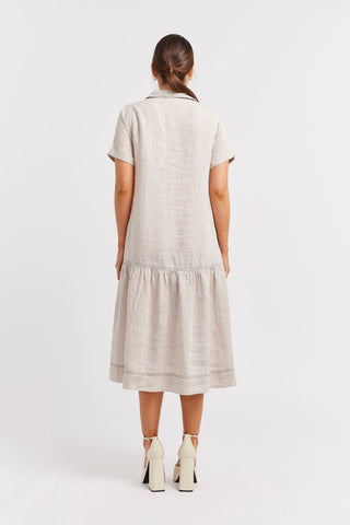 Alessandra Dresses Dora Linen Dress in String/Navy