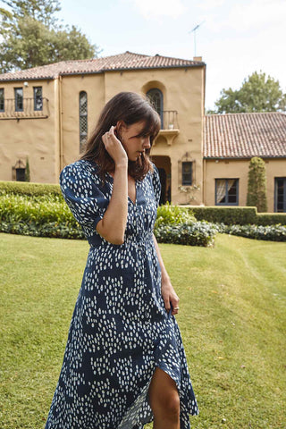 Alessandra Dresses Lolita Linen Dress in Navy Martini
