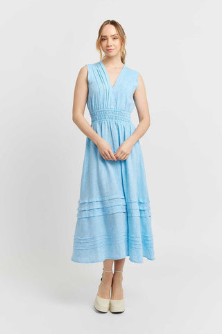 Alessandra Dresses Lucia Linen Dress in Topaz