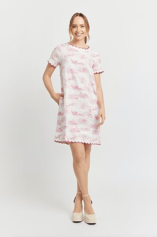 Alessandra Dresses Mod Linen Dress in Scarlet French Toile