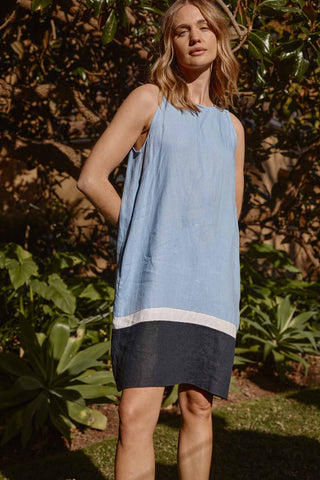 Alessandra Dresses Monti Linen Dress in Bluebell