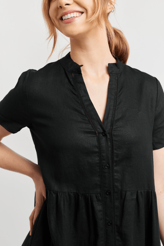 Alessandra Dresses Sante Linen Dress in Black