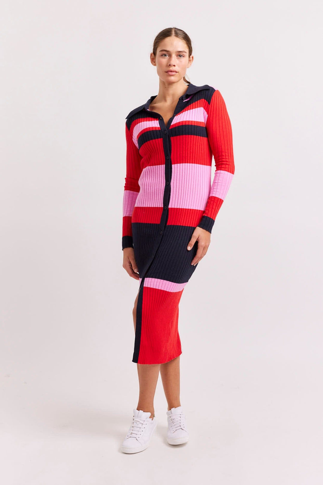 Alessandra Blue Side Bow Shirred Panel Dress