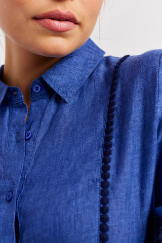 Alessandra Dresses Silvana Linen Dress in Denim/Navy