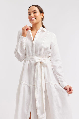 Alessandra Dresses Silvana Linen Dress in White