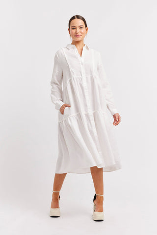 Alessandra Dresses Silvana Linen Dress in White