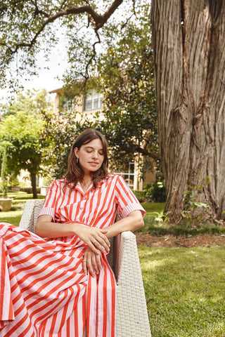 Alessandra Dresses Tartufo Poplin Dress in Pink Parasol Stripe