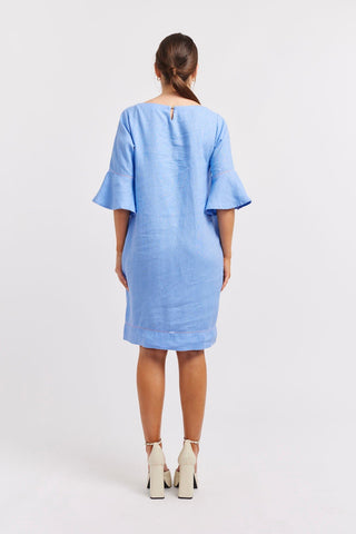 Alessandra Dresses Veneto Linen Dress in Bluebell