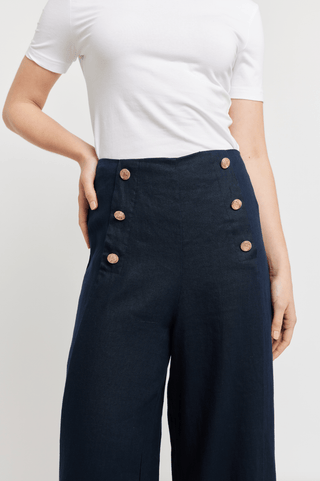 Alessandra Pants Atlas Linen Pant in Navy