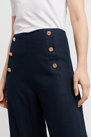 Alessandra Pants Atlas Linen Pant in Navy