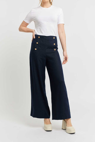 Alessandra Pants Atlas Linen Pant in Navy