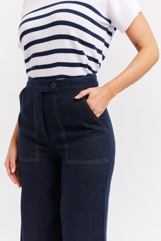 Alessandra Pants Clio Linen Pant in Navy