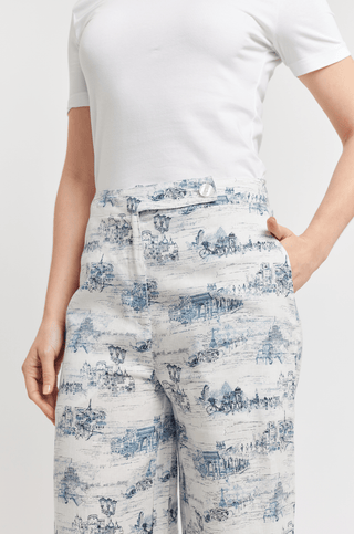 Alessandra Pants Louise Linen Pant in Navy French Toile