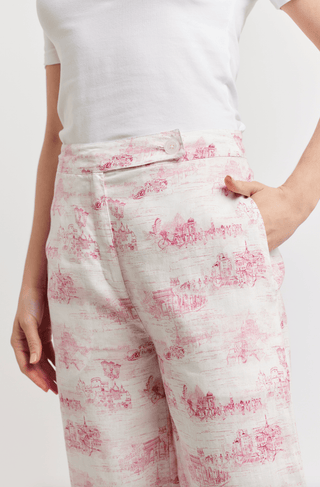Alessandra Pants Louise Linen Pant in Scarlet French Toile