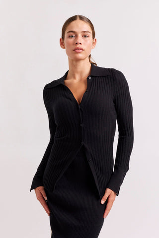 Alessandra Shirts Celine Cotton Cashmere Top in Black