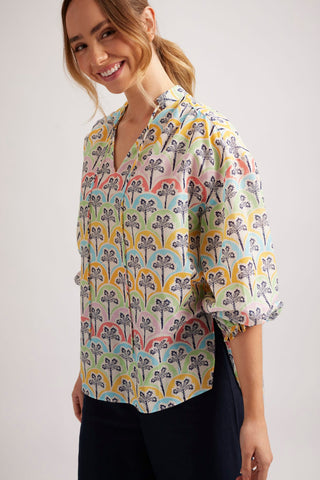 Alessandra Shirts Edie Cotton Silk Top in Gelati Oasis Print