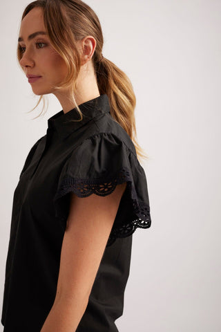 Alessandra Shirts Lara Poplin Shirt in Black