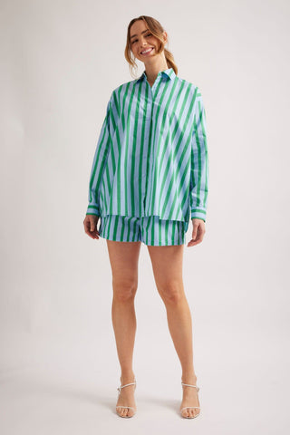 Alessandra Shirts Mix-It-Up Poplin Shirt in Blue Parasol Stripe
