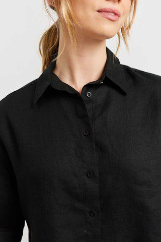 Alessandra Shirts Paola Linen Shirt in Black