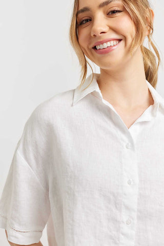 Alessandra Shirts Paola Linen Shirt in White