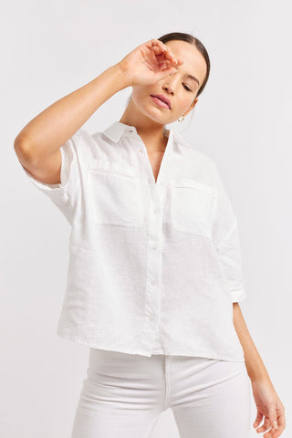 Alessandra Shirts Pippa Linen Shirt in White