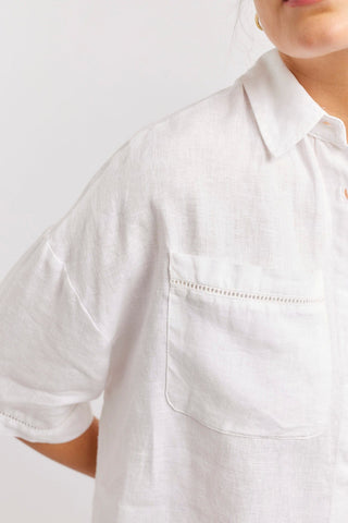 Alessandra Shirts Pippa Linen Shirt in White
