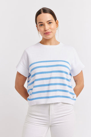 Alessandra Shirts Rena Cotton Top in Bluebell