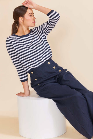 Alessandra Shirts Riviera Cotton Top in Navy