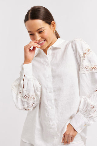 Alessandra Shirts Sara Linen Shirt in White