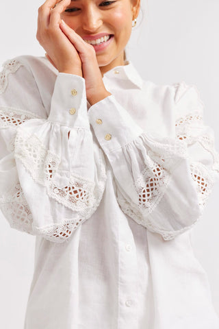 Alessandra Shirts Sara Linen Shirt in White