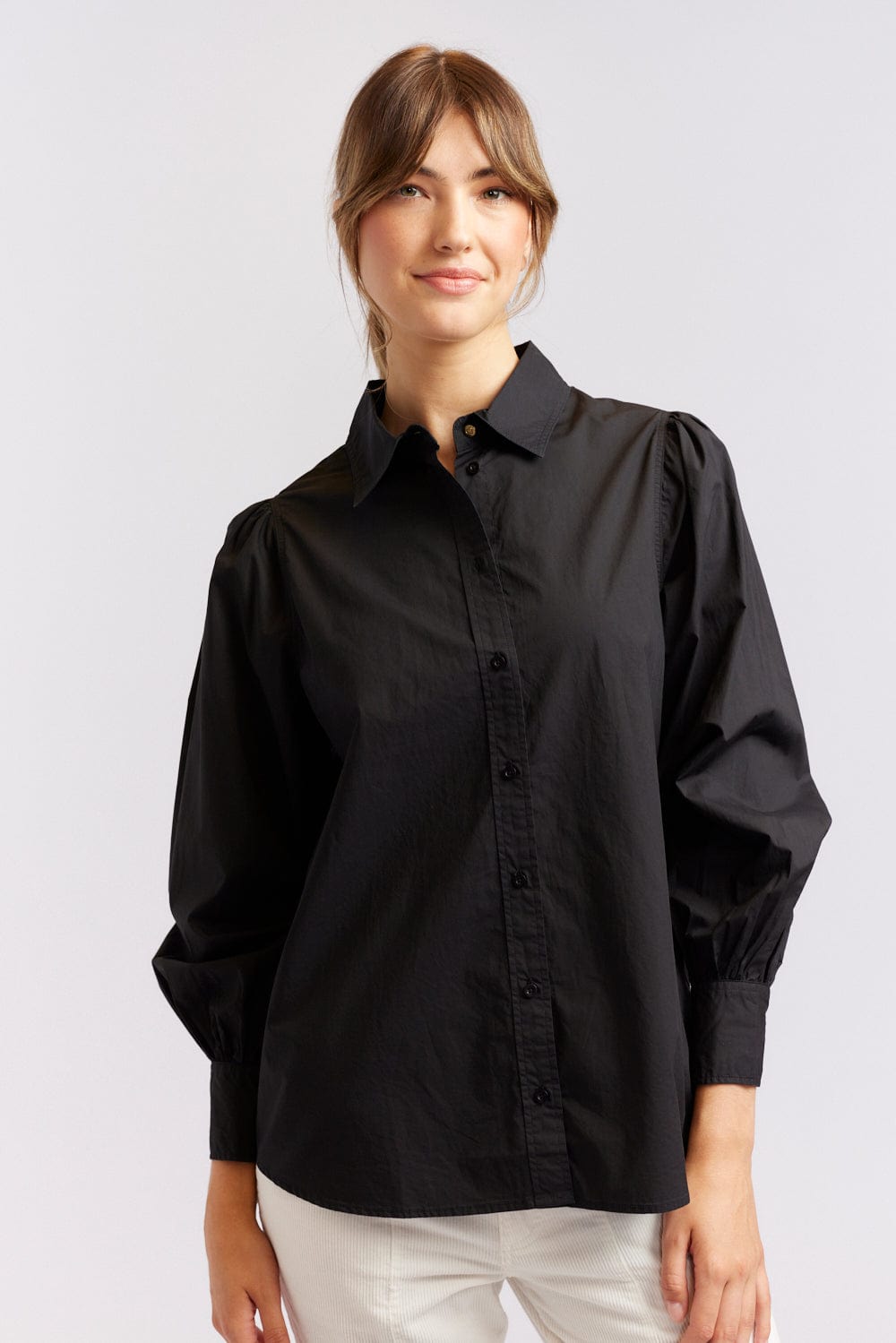 Alessandra Soho Cotton Poplin Shirt in Black