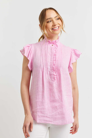 Alessandra Shirts Zeta Linen Top in Bon Bon